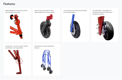 KLIP Lightweight Gait Trainer | with 8” Wheels